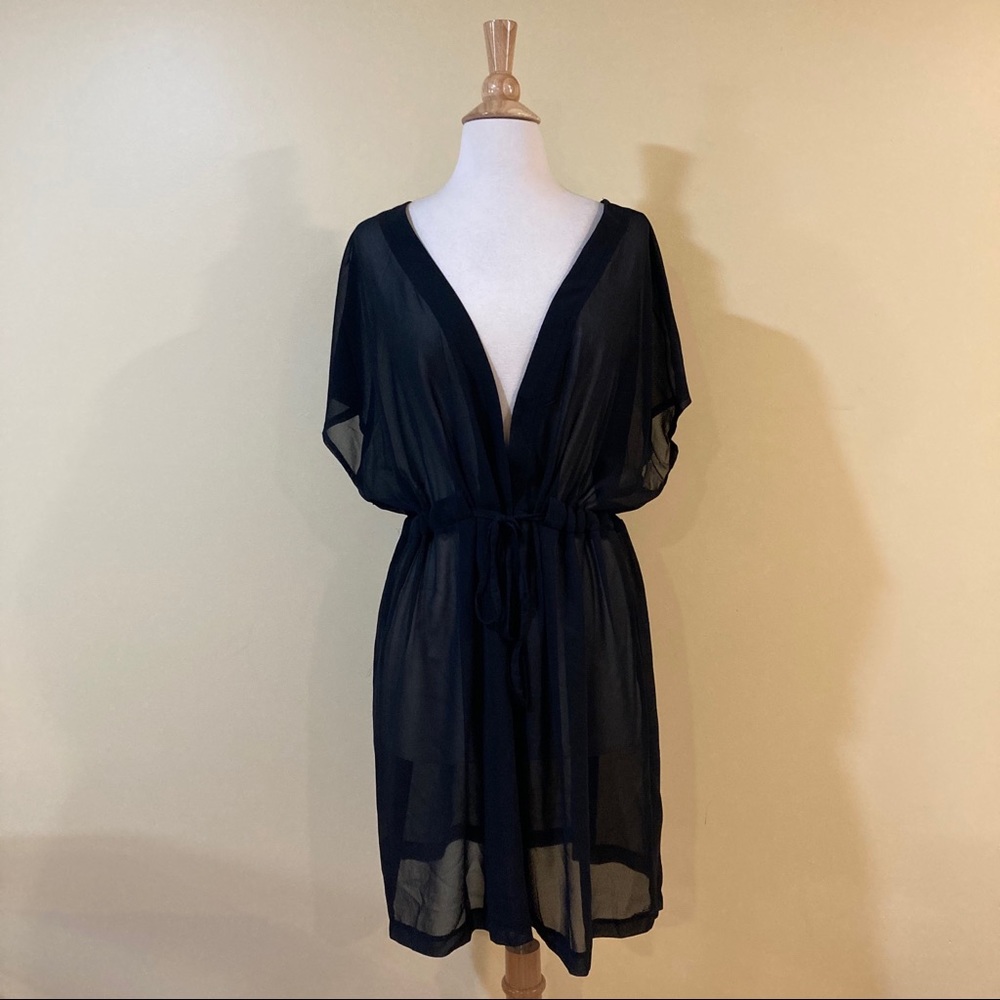 Sheer Empire Drawstring Waist Beach Swim Coverup - Picture 5 of 8